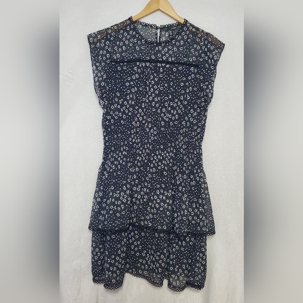 Aqua Smocked Black and White Dress Size M